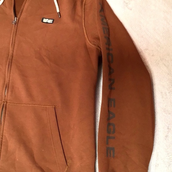 Men’s American Eagle Brown Tan Zip Up Sweatshirt Hoodie Size MT(Medium Tall) - Picture 5 of 11